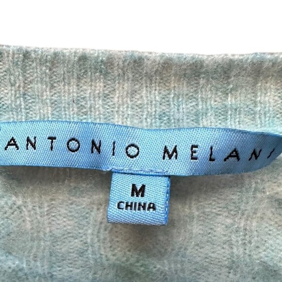 Antonio Melani Cashmere Sweater Luxurious Baby Blue Pullover Cable‎ Knit Medium - Picture 5 of 6